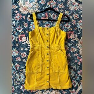 Yellow Corduroy Button Down Dress/Jumper